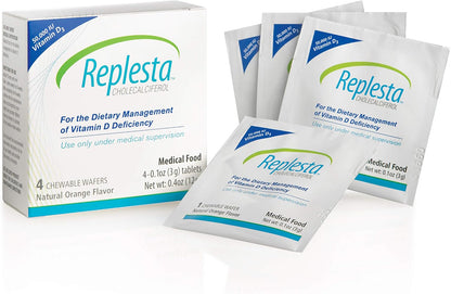 Replesta 50,000 IU Vitamin D3 Cholecalciferol, for Vitamin D Deficiency, Once-Weekly Chewable Wafer, Non-GMO, Natural Orange Flavour, 4 Pack (Pack of 2)