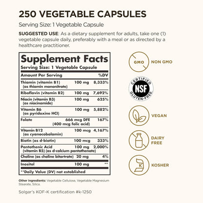 Solgar B-Complex 100 - 250 Vegetable Capsules