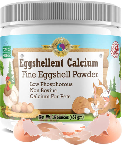 Pet's Friend Eggshellent Calcium for Dogs and Cats – Fine Eggshell Powder, 16 oz (454 g)