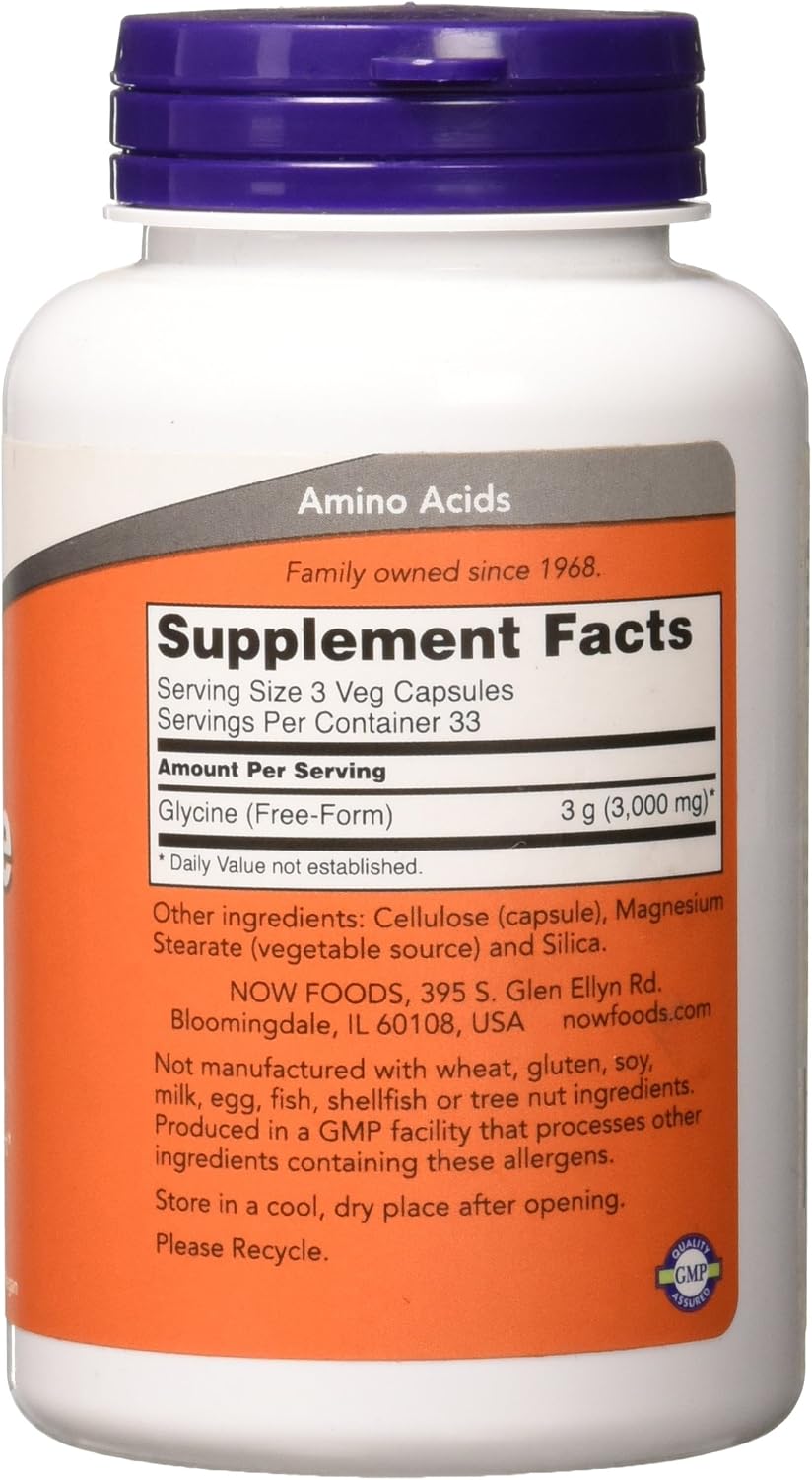 NOW Foods Glycine Pharmaceutical Grade 1000 mg, 100 Capsules - görsel 4
