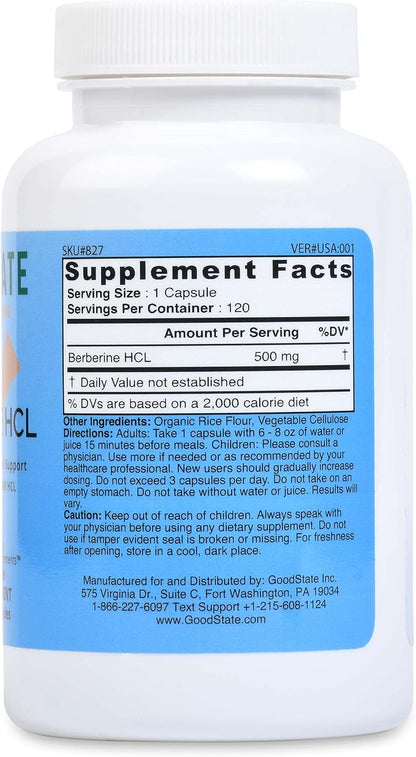 Good State Berberine HCL 500mg Nano Ionic Food Supplement Capsules