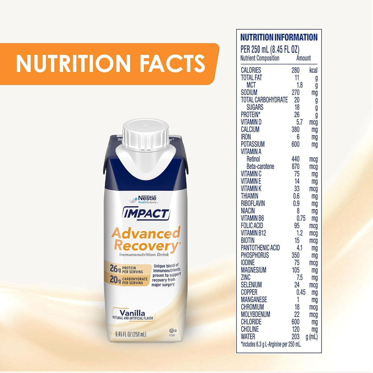 Nestle Impact Advanced Recovery Immunonutrition Drink, Vanilla, 250 ml (10 Ct) - görsel 2