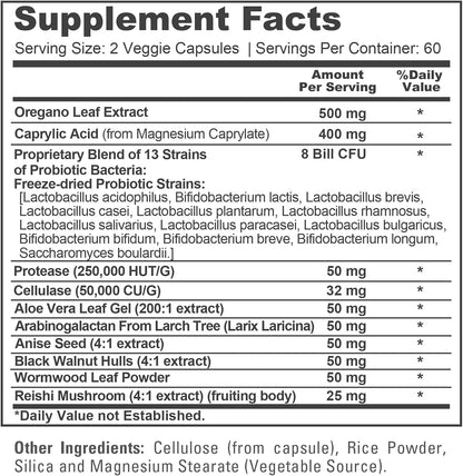 NusaPure CandiHealth Complex Capsules, 500mg Oregano Leaf & 400mg Caprylic Acid, 120 Vegan Capsules (Non-GMO, Vegan)