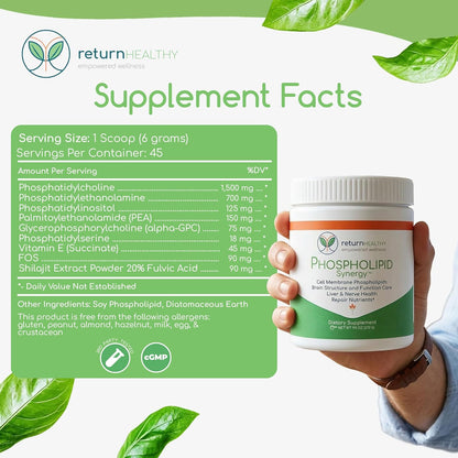 Return Healthy Phospholipid Synergy Powder - Antioxidant Food Supplement for Cellular Repair, Brain Health & Liver Detox (270g)