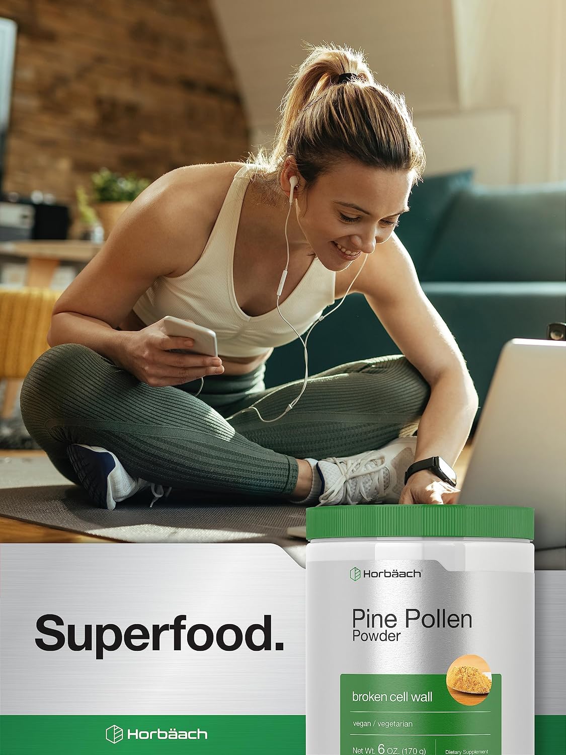 Horbäach Pine Pollen Powder - Cracked Cell Wall, 6 oz (170 g) - görsel 6