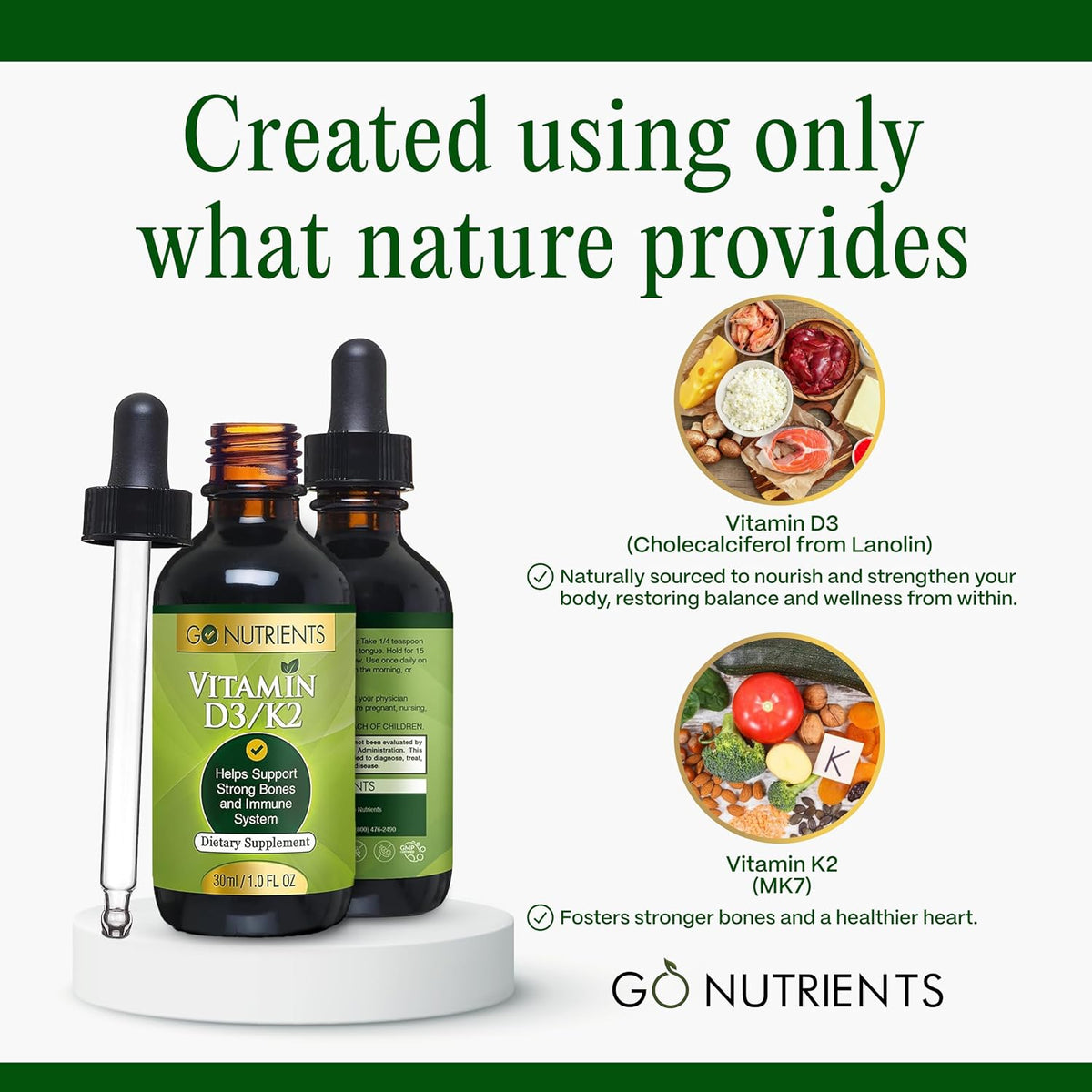Go Nutrients Liquid Vitamin D3 + K2 Drops - görsel 4
