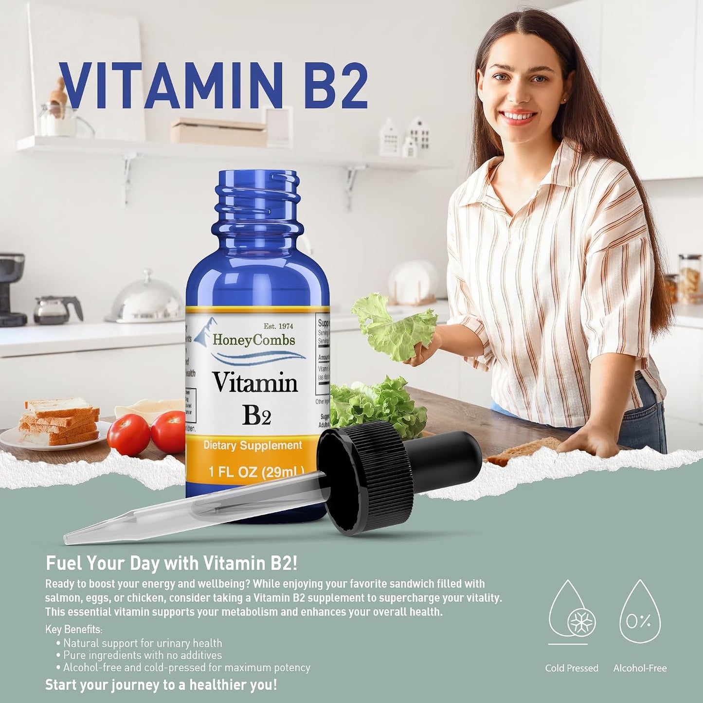HoneyCombs High Potency Vitamin B1 (Thiamine) & B2 (Riboflavin) Drops - görsel 5