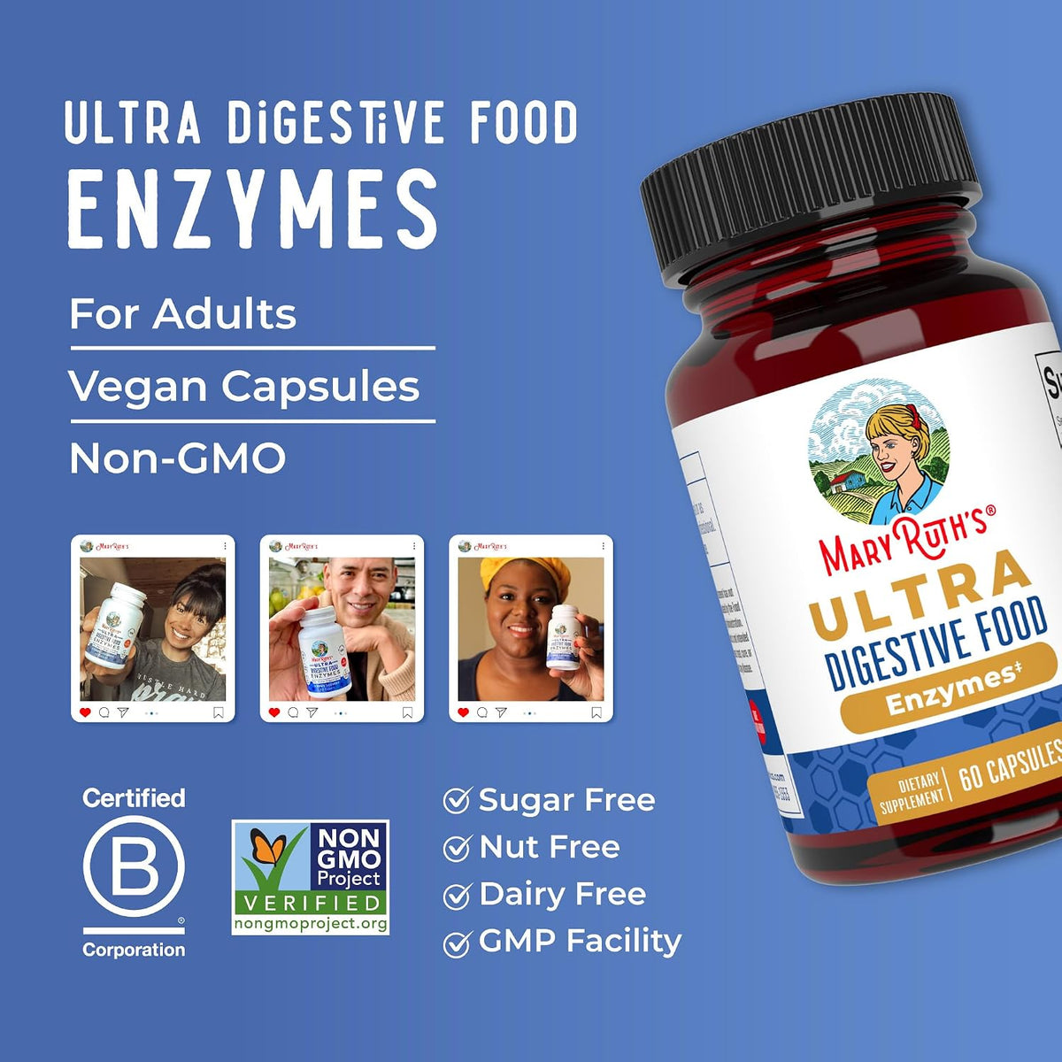 MaryRuth's Ultra Digestive Enzymes | Gut Health Supplement | 60 Capsules - görsel 8
