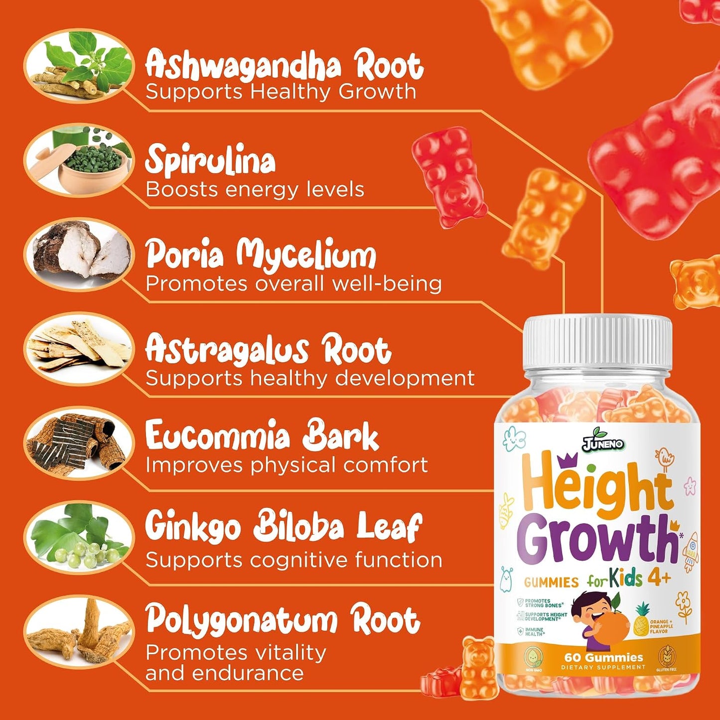 Juneno Height Support Gummies for Teens & Children - görsel 5