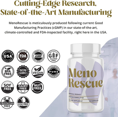 MenoRescue Menopause Supplements for Women – All Stage Menopause Relief for Hot Flushes, Hormone Support, and Complete Menopause Relief with Happy Natural Harmony Formula