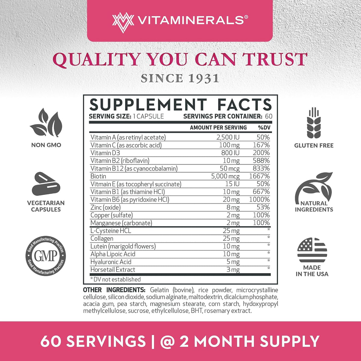 Vitaminerals 217 Hair, Skin & Nails 60 Capsules - görsel 2