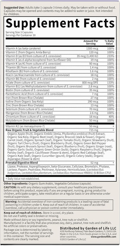 Garden of Life Vitamin Code Raw Prenatal Multivitamin - 30 Day Supply