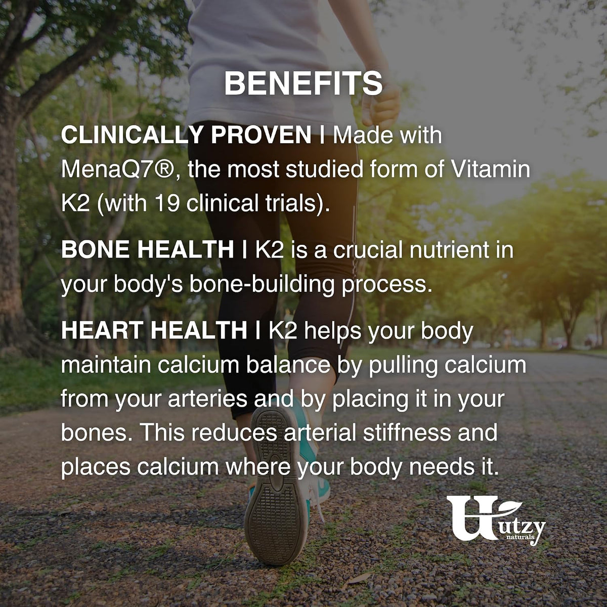 Utzy Naturals Vitamin K2 - 180 mcg MenaQ7 - 60 Capsules - görsel 5