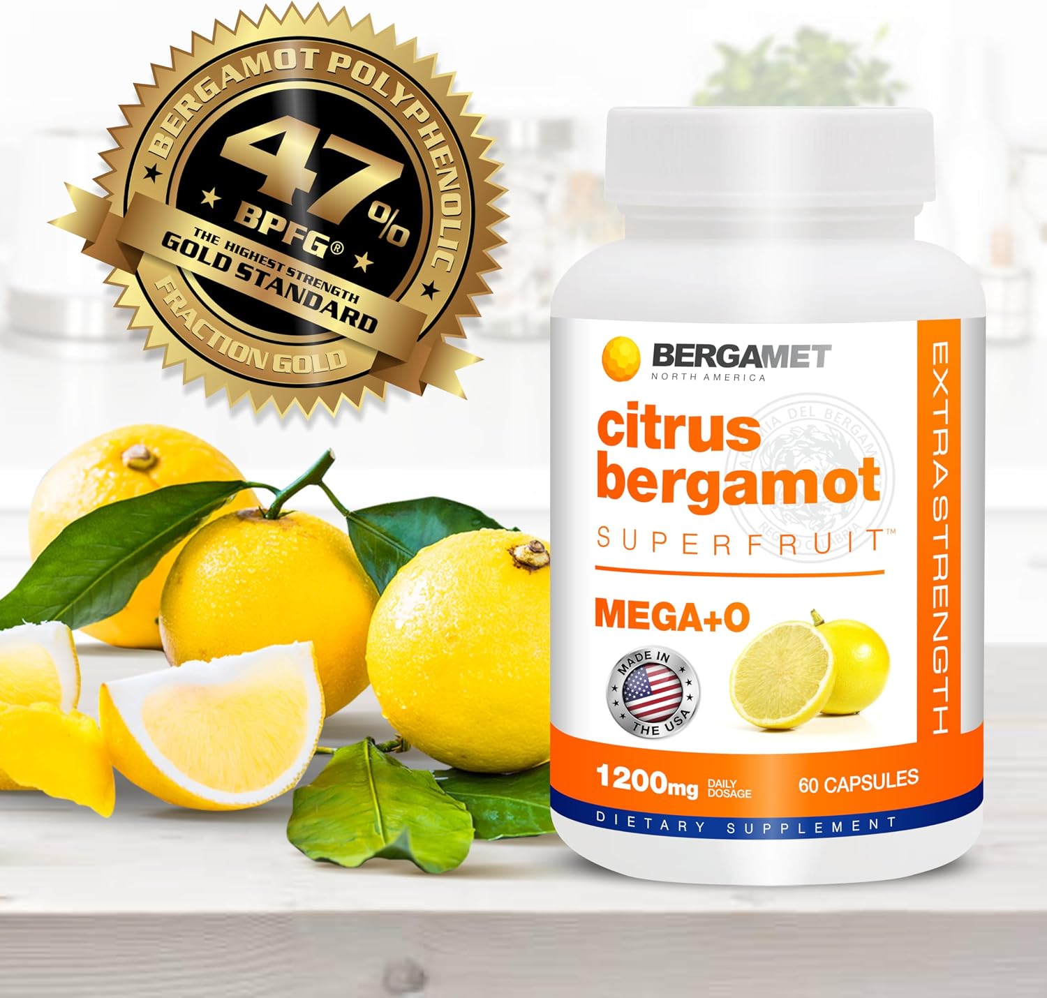 BergaMet Citrus Bergamot Supplement - 170:1 Extract, 1200mg, 80% Polyphenols, 60 Capsules - görsel 6