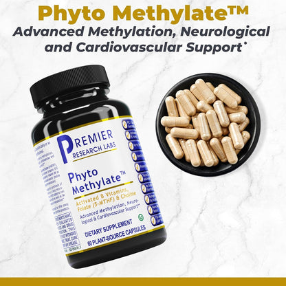 Premier Research Labs Phyto Methylate - Methylated B Vitamin Complex with 5-MTHF and P5P - Supports Methylation, Detox and Cardiovascular Health - 60 Plant-Based Capsules