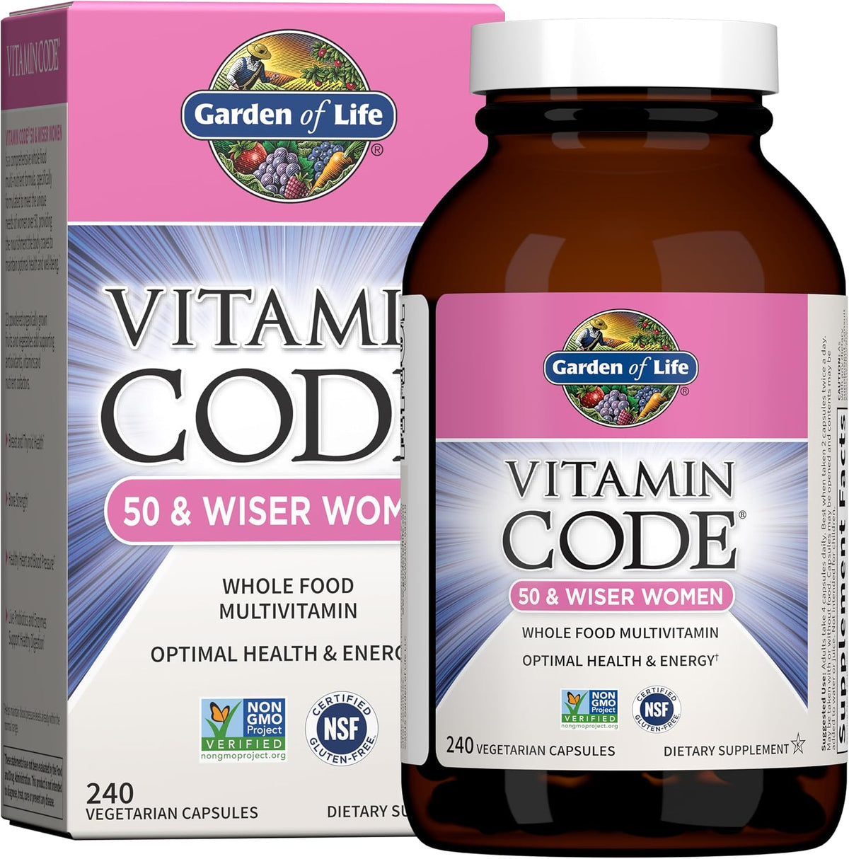Garden of Life Vitamin Code 50 & Wiser Women's Multivitamin - 120 Capsules - görsel 3