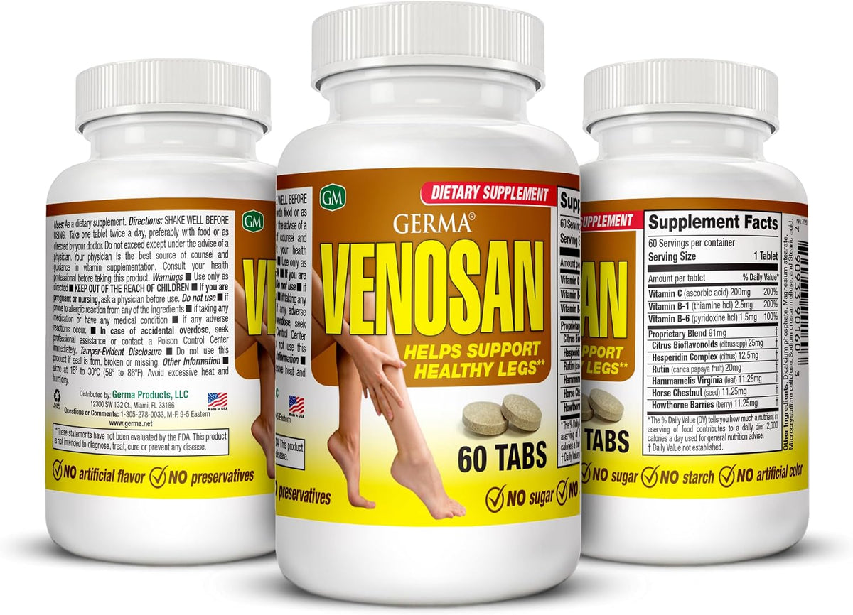 Germa Venosan Food Supplement - Supports Vein Wall Strength, 60 Tablets - görsel 1