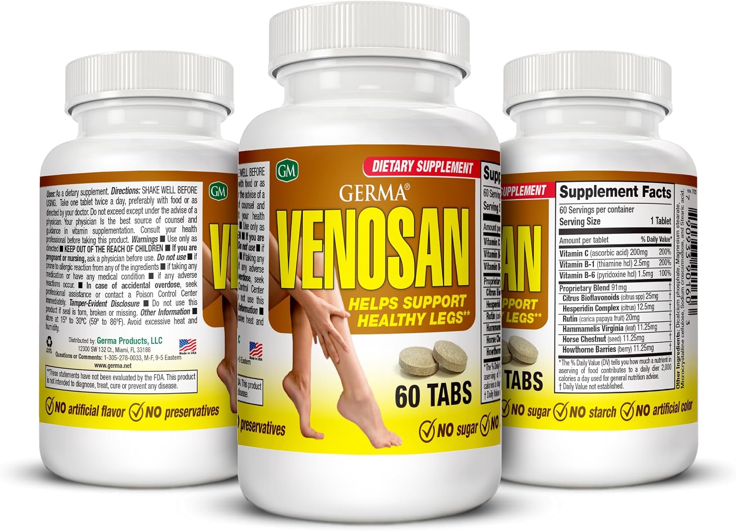 Germa Venosan Food Supplement - Supports Vein Wall Strength, 60 Tablets - görsel 1