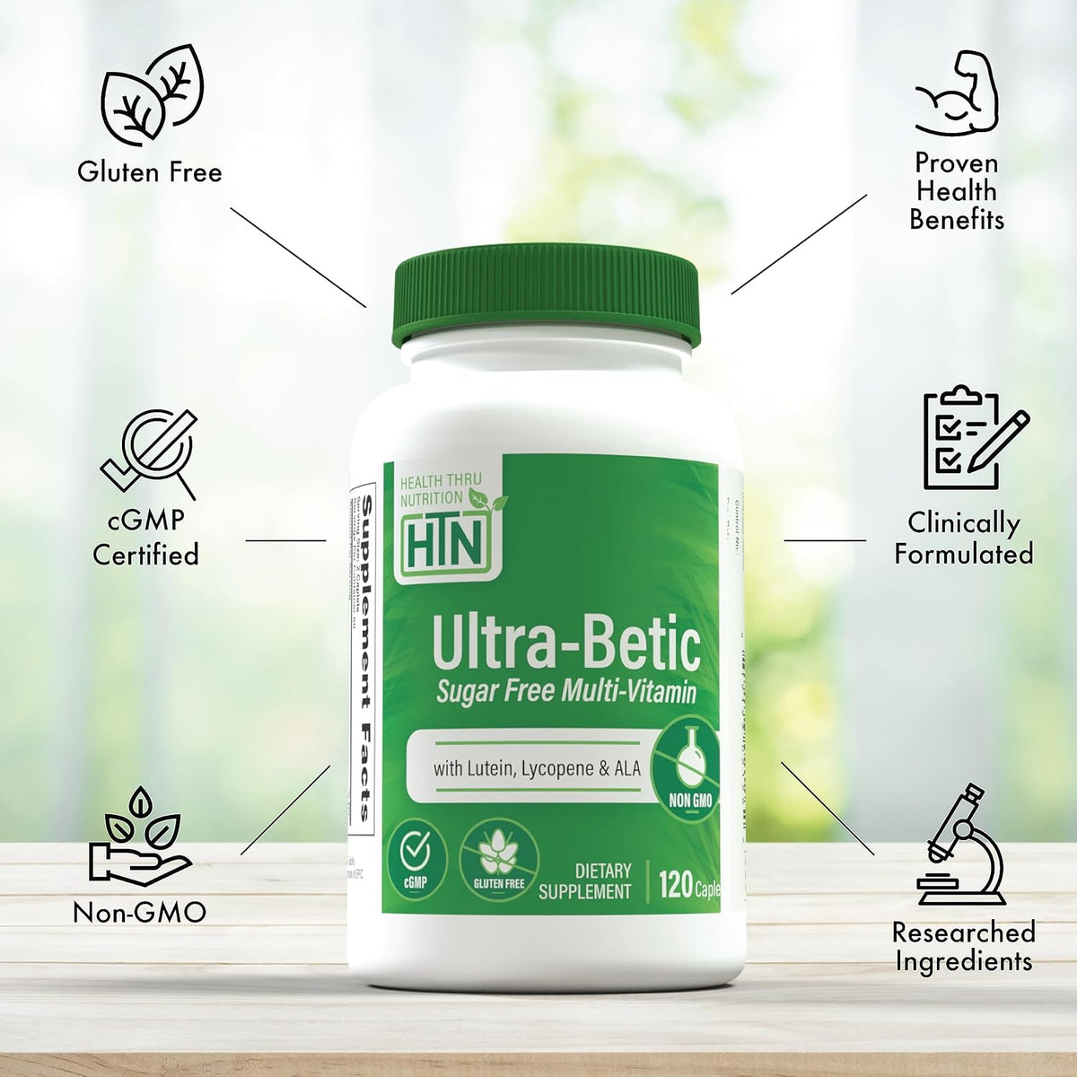 Health Thru Nutrition Ultra-Betic Multivitamin 120 Tablets | Supports Nerve, Vision, Energy | with ALA, Lycopene | Non-GMO, Clean Label | Third-Party Tested for Quality - görsel 4