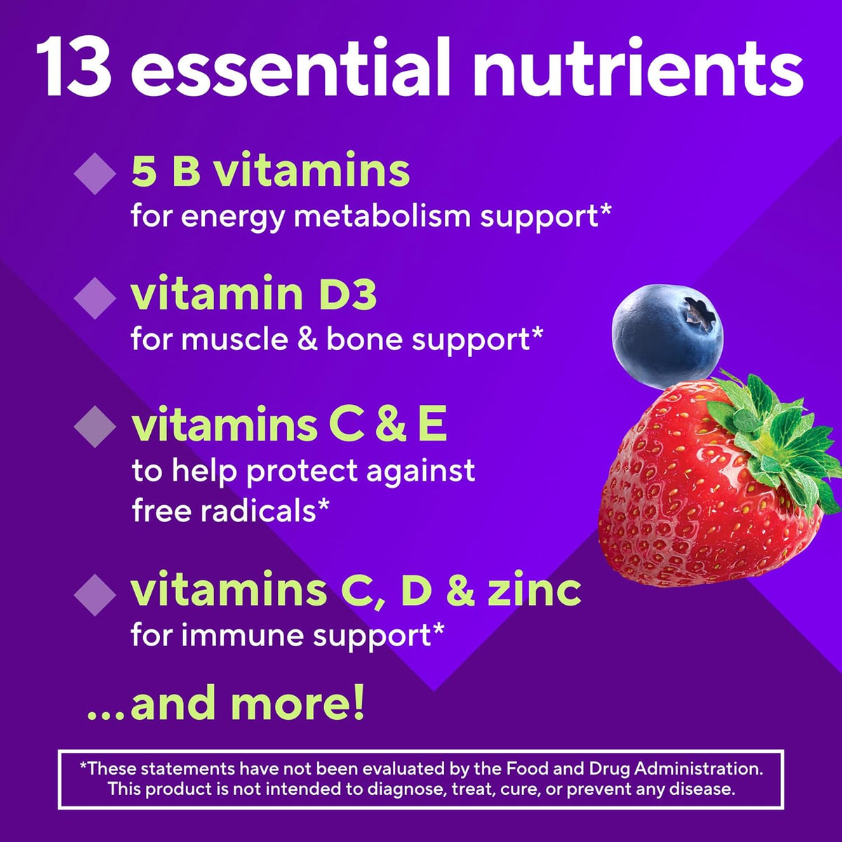 vitafusion Sugar Free Men’s Multi Daily Gummy Multivitamins, Contributes to Normal Energy Metabolism, Muscle and Immune Function, Mixed Berry Flavours, 90 Count - görsel 4