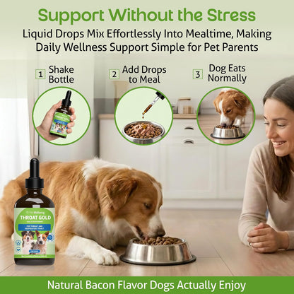 Pet Wellbeing Throat Gold for Dogs - Herbal Throat & Respiratory Support Liquid (118 ml)