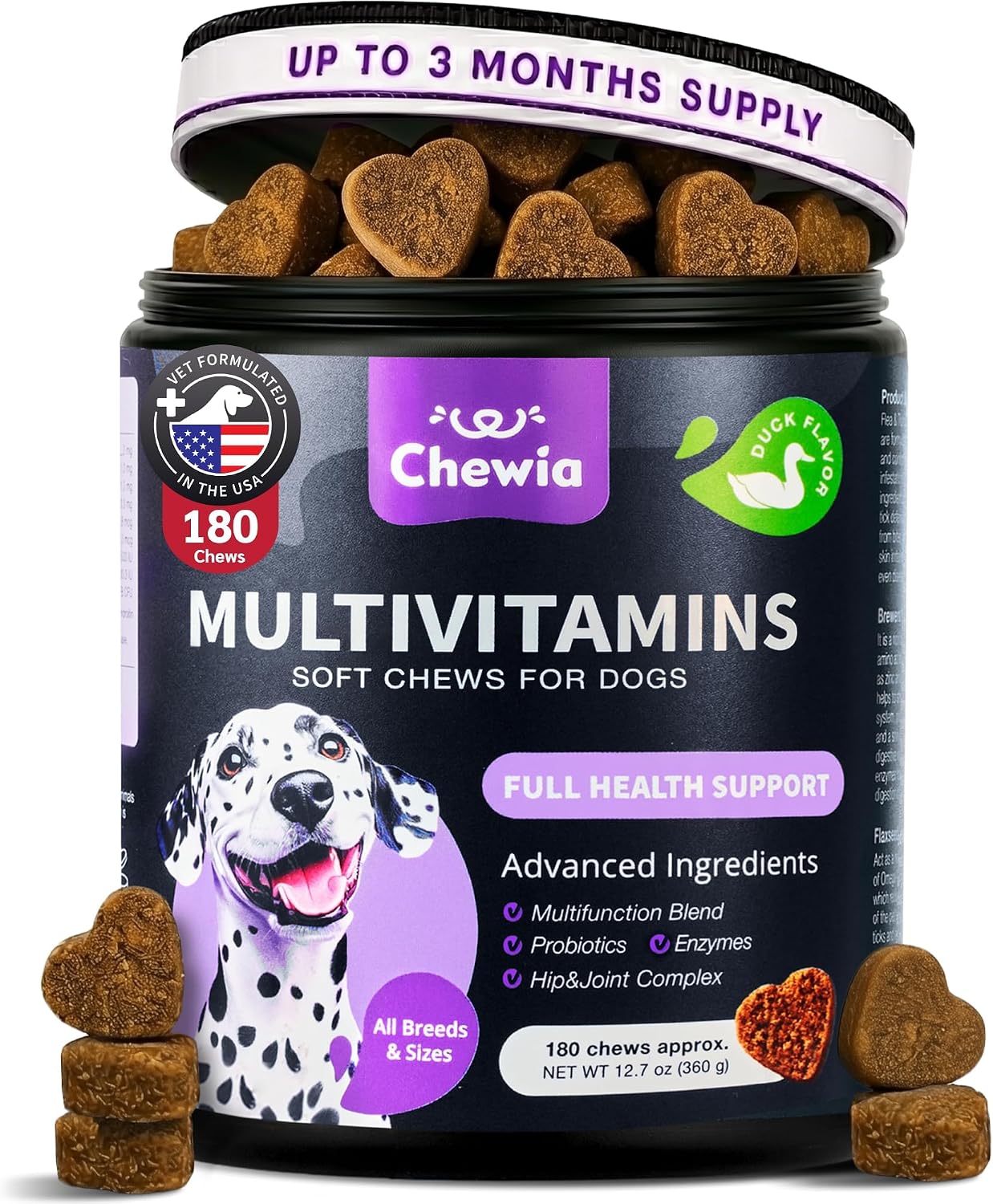 CHEWIA Dog Vitamins 15 in 1 - Multivitamin Chews with MSM for Joint Health, Skin & Coat, Itchy Skin Support, and Immune Support - görsel 1