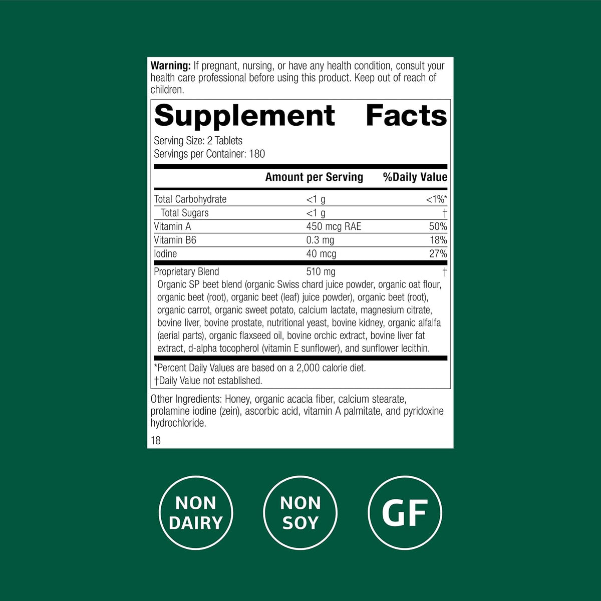 Standard Process A-F Betafood - Gallbladder Support Supplement, 360 Tablets - görsel 2