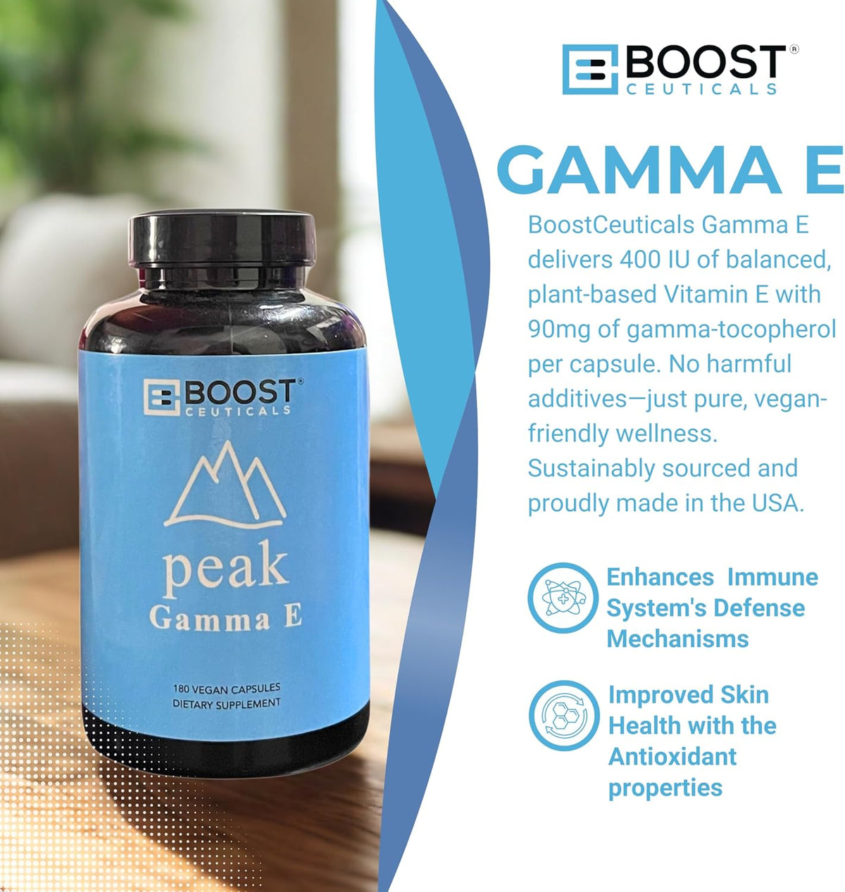 BoostCeuticals Gamma E 90mg Mixed Tocopherols - 180 Vegan Capsules - görsel 8