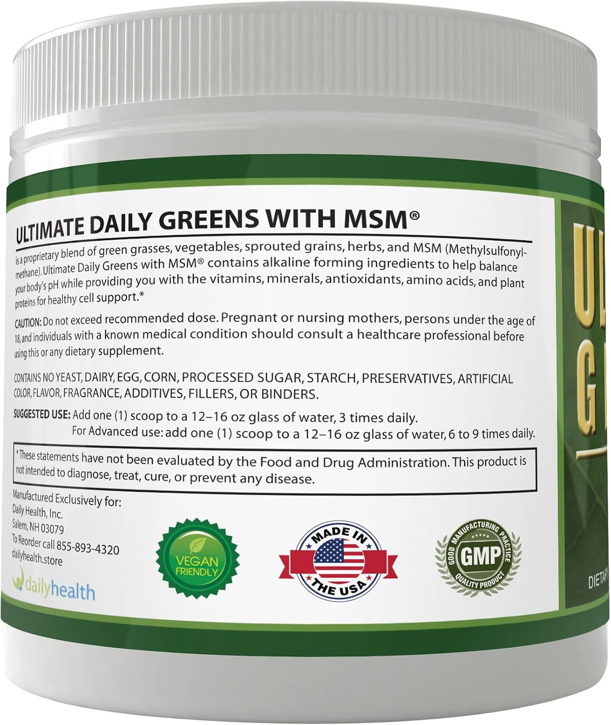 Daily Health Ultimate Greens Powder - Immune Support, Vegan-Friendly, Alkalising Superfood Drink, Non-GM, Gluten & Soya-free, 227 g (8 oz) (3 Pack) - görsel 9