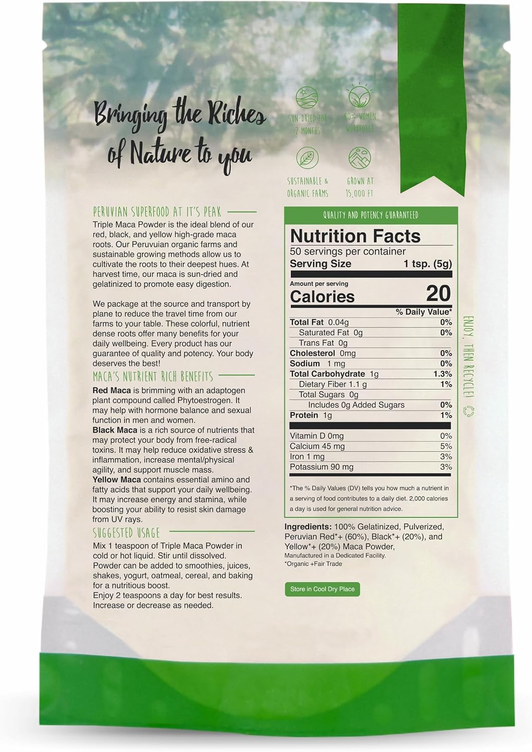 Incaliving Peruvian Triple Maca Powder (250g) - görsel 2