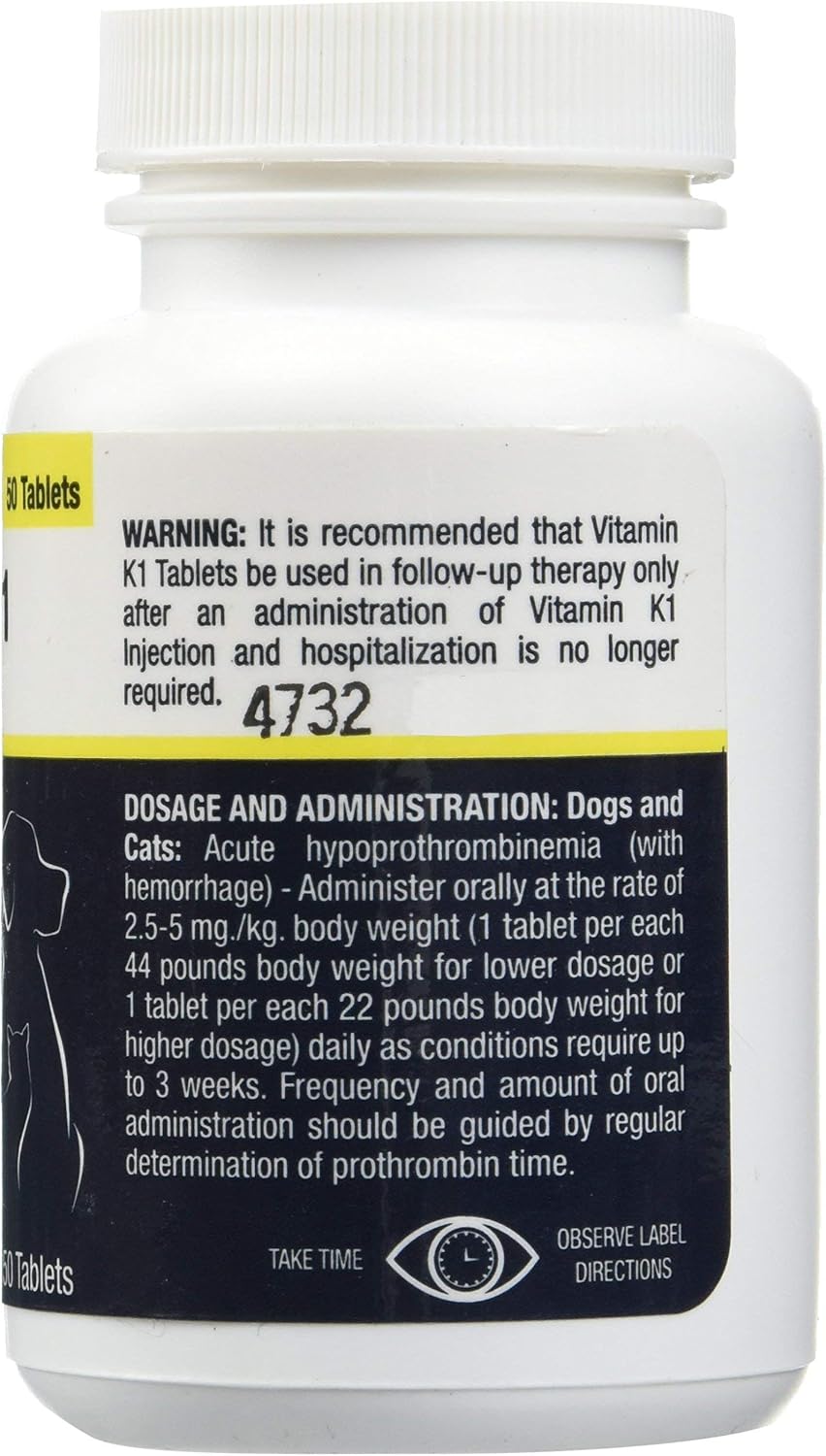 Vet One Vitamin K1 Chewable Tablets – Vitamin K1 for Dogs, Beef-Flavoured Chewable Vitamins for Cats and Dogs (50 Tablets, Phytonadione 50mg) - görsel 2