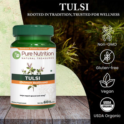 Pure Nutrition Tulsi Extract 708mg – 60 Vegan Capsules (Adaptogenic Support)