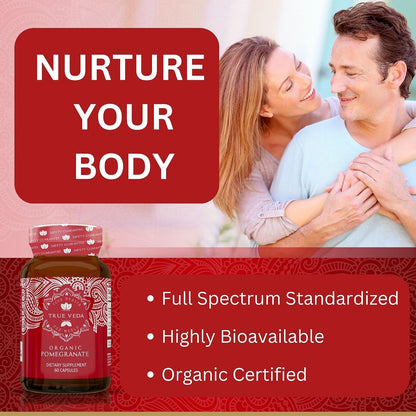 True Veda USDA Organic Pomegranate Extract Supplement - 60 Vegan Capsules
