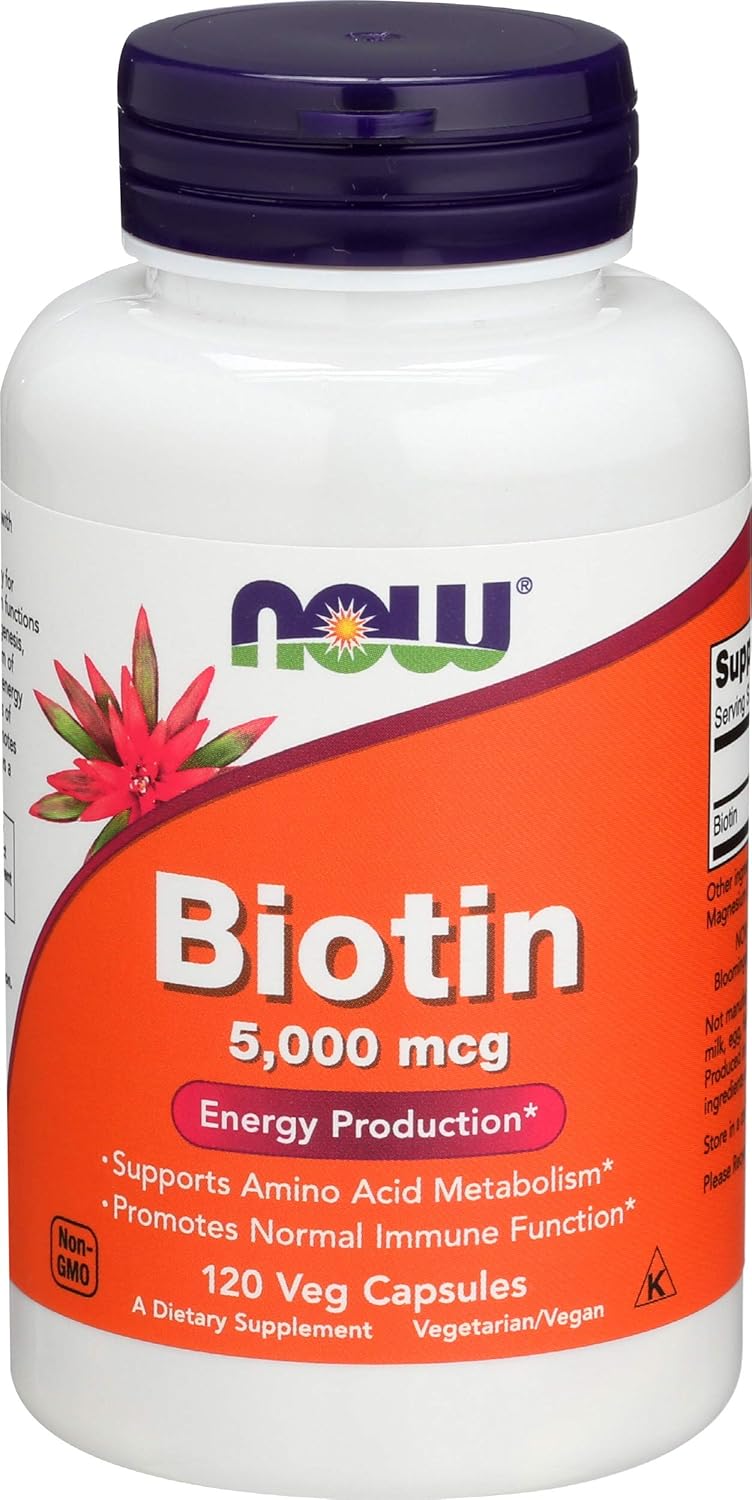 NOW Foods Biotin 5,000 mcg - 240 Veg Caps (2-Pack) - görsel 1