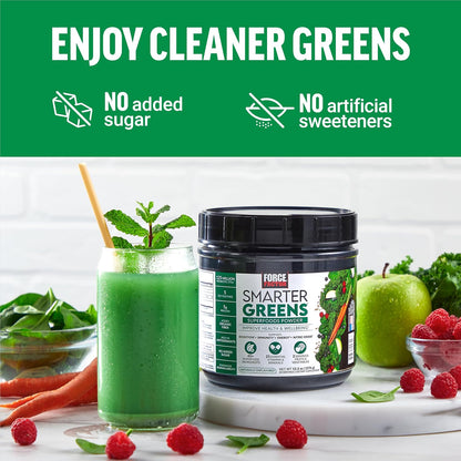 Force Factor Smarter Greens Superfoods Powder – with Probiotics, Digestive Enzymes & 40+ Superfoods