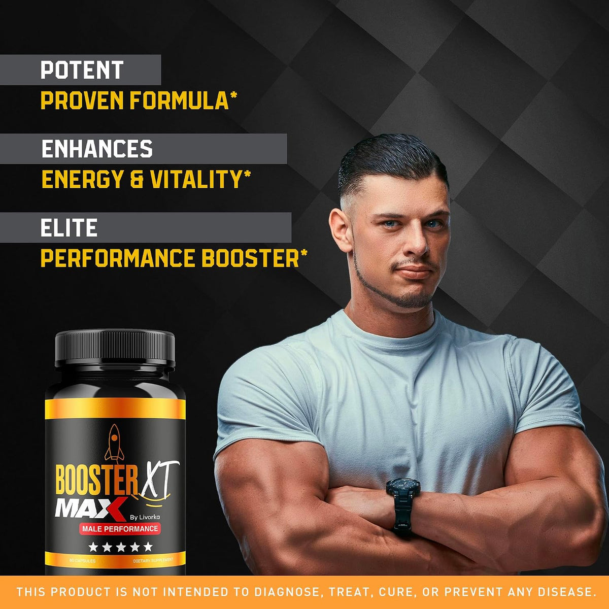 Booster XT For Men – MAX Strength Men's Supplement (3 Pack, 180 Capsules) - görsel 3