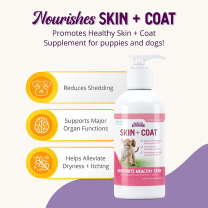 Health Extension Skin & Coat Supplement for Dogs and Puppies, 473 ml