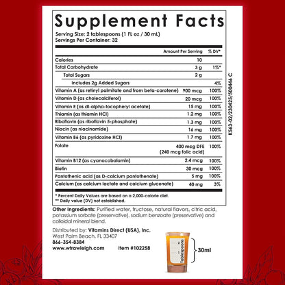 Rawleigh Power Nutrient Liquid Multivitamin – Daily Vitamin & Trace Mineral Supplement, Cranberry Flavour, 946 ml