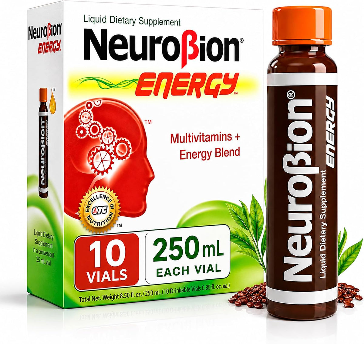 Neurobion Energy Liquid Food Supplement Multivitamins + Energy Blend, 10 vials x 250 ml - görsel 1