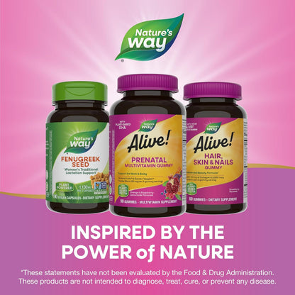 Nature's Way Alive! Gummy Prenatal Vitamins, 90 Gummies – Plant-Based DHA, Vegetarian, Gluten-free
