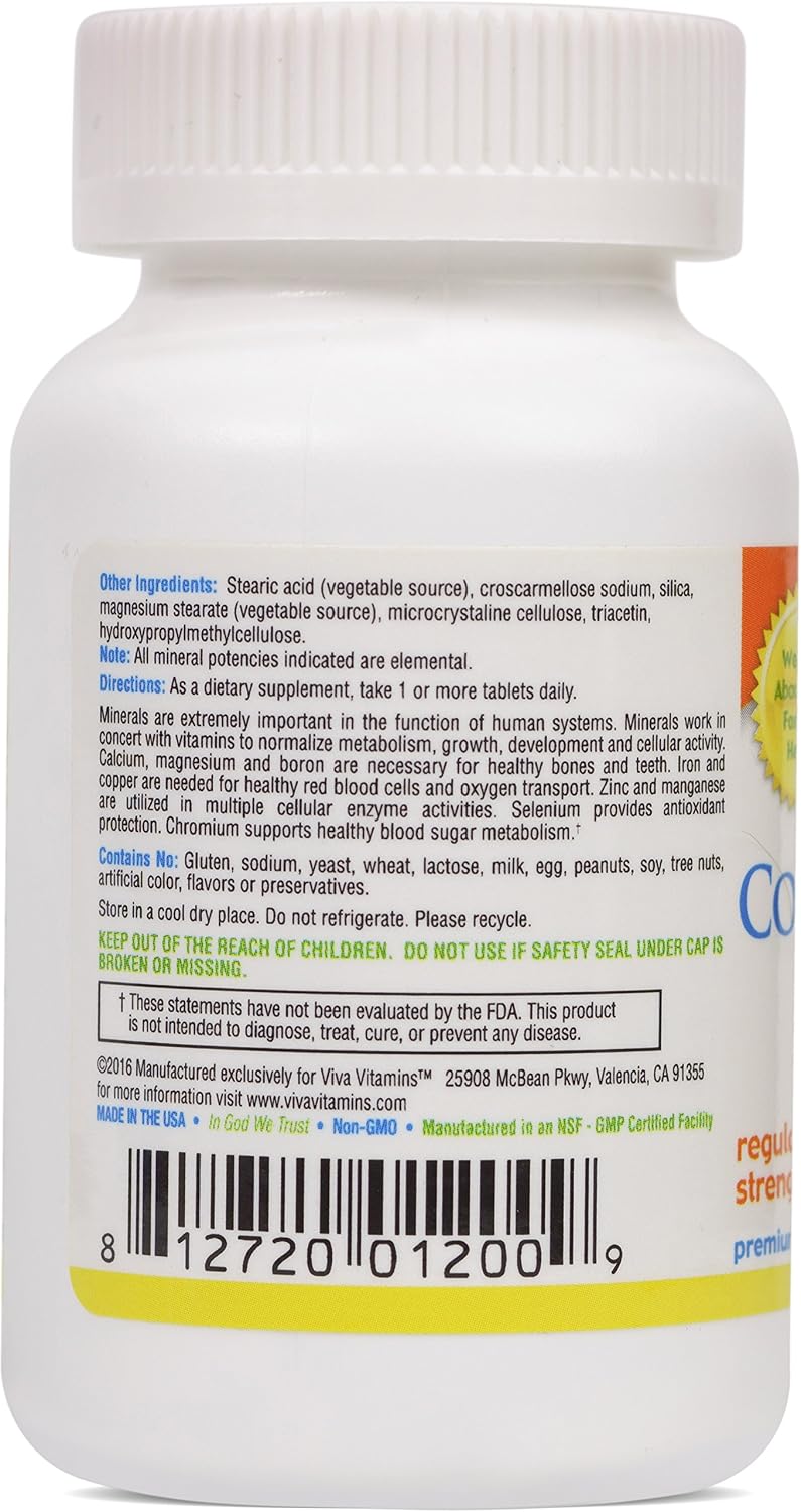 Viva Vitamins Complete Minerals, Standard Strength - Multi-Mineral Supplement with Krebs' Cycle Intermediates - 90 Tablets - görsel 3