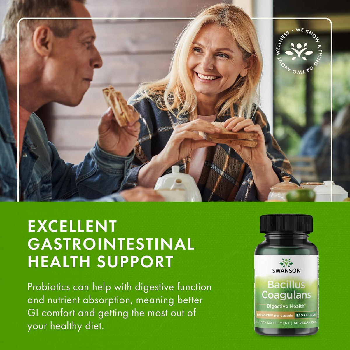 Swanson Bacillus Coagulans Spore-Form Probiotic - 6 Billion CFU, 60 Vegan Capsules - görsel 6