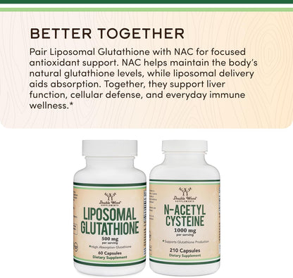 Double Wood Liposomal Glutathione - 500 mg, 60 Capsules