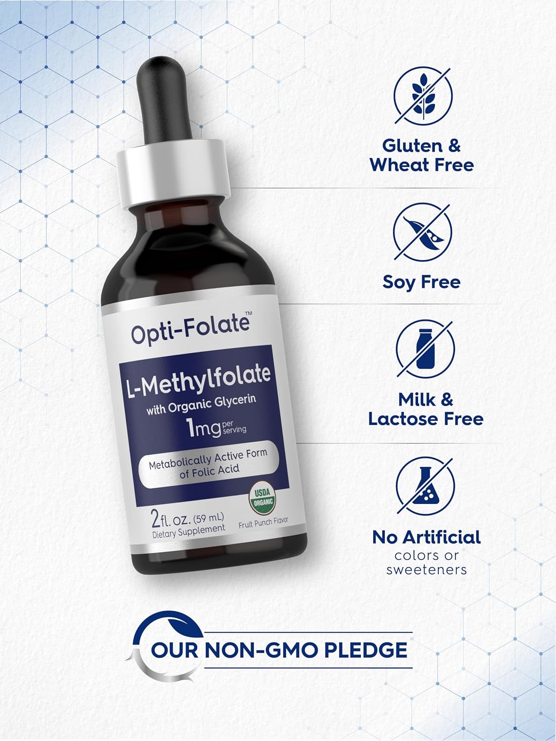 Carlyle L-Methylfolate Drops 1mg - 59ml - Liquid Sublingual Supplement with Organic Glycerine - Fruit Punch Flavour - Vegetarian, Non-GM - görsel 5