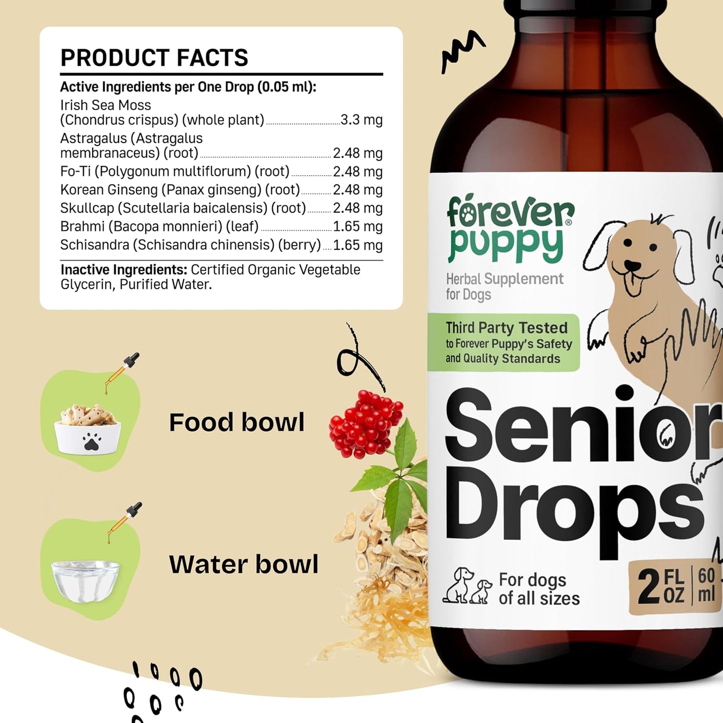 Forever Puppy Senior Dogs Drops – Immune and Brain Support Complex for Senior Dogs – 2 oz (59 ml) - görsel 3