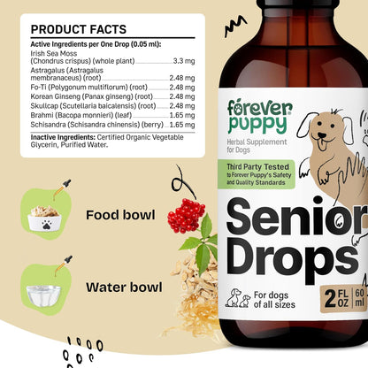 Forever Puppy Senior Dogs Drops – Immune and Brain Support Complex for Senior Dogs – 2 oz (59 ml)