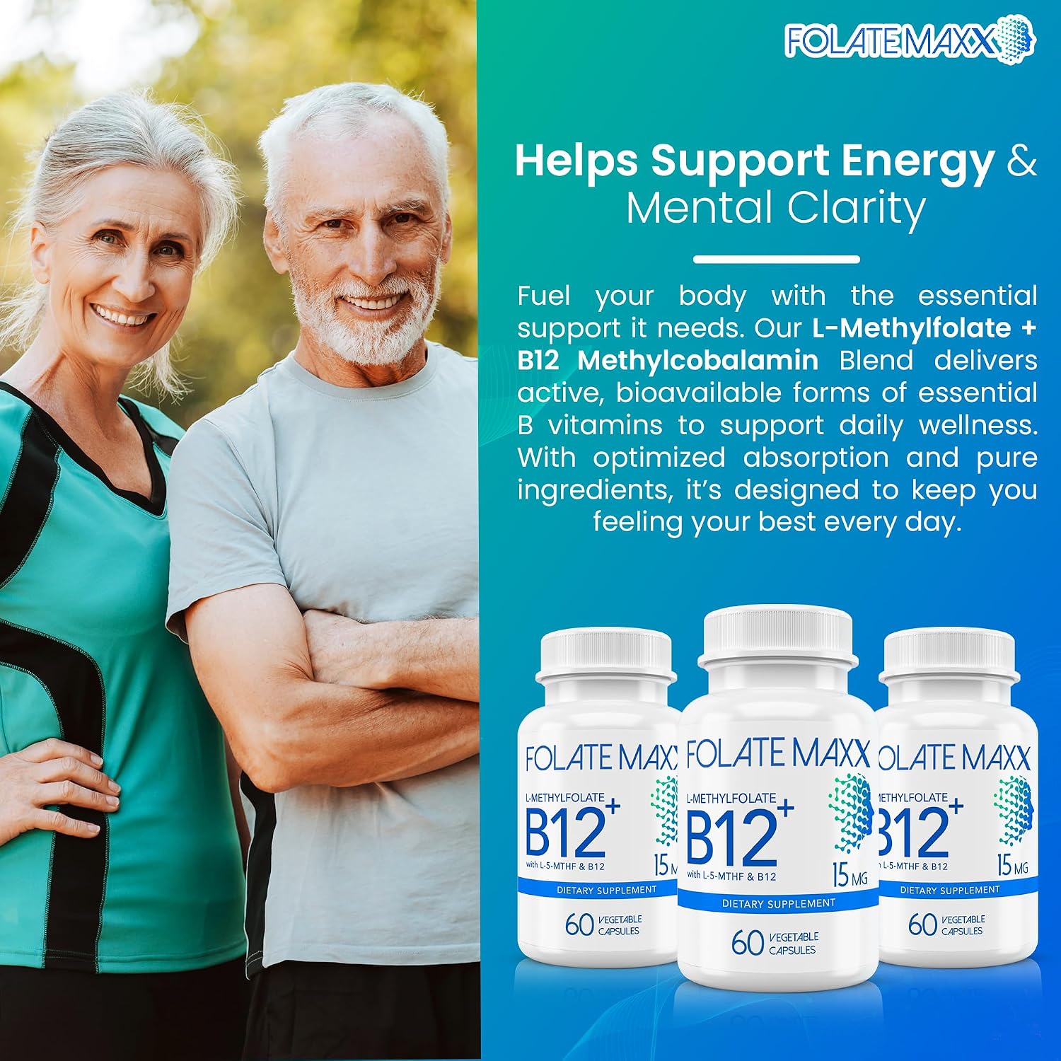 FolateMaxx L-Methylfolate 15mg Plus Methyl B12 | 60 Capsules - görsel 2