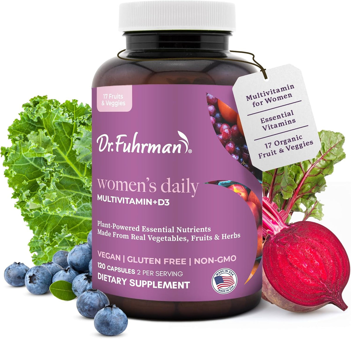 Dr. Fuhrman Women's Multivitamin - Whole – Vitamin B12 (as methylcobalamin): Essential for energy metabolism and – Image 1