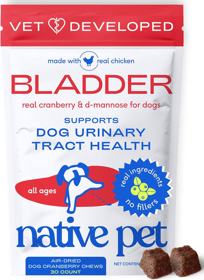 Native Pet Cranberry Supplement for Dogs - Urinary Tract & Bladder Support - 60 Chews