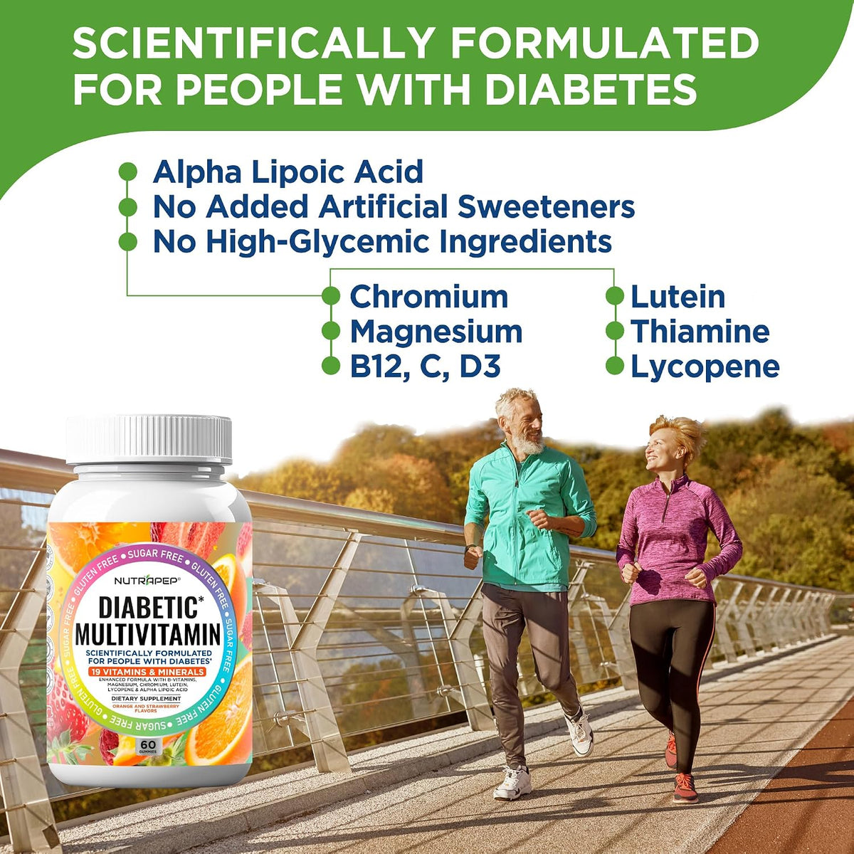 NutraPep Premium Diabetic Multivitamin Chewable Gummies for Women & Men – Sugar-Free & Gluten-Free - görsel 2